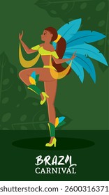 Brazilian samba dancer performing at carnival celebration Vector