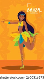 Brazilian samba dancer performing at carnival celebration Vector