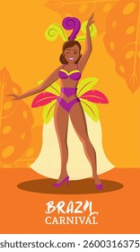 Brazilian samba dancer performing at carnival celebration Vector
