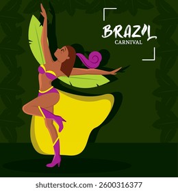 Brazilian samba dancer performing at carnival celebration Vector