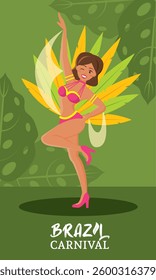 Brazilian samba dancer performing at carnival celebration Vector