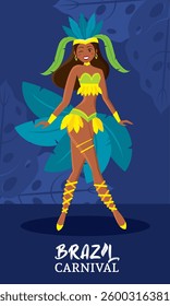 Brazilian samba dancer performing at carnival celebration Vector