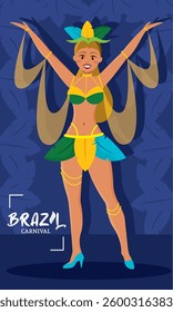 Brazilian samba dancer performing at carnival celebration Vector