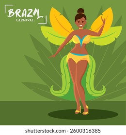 Brazilian samba dancer performing at carnival celebration Vector