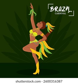 Brazilian samba dancer performing at carnival celebration Vector