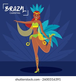 Brazilian samba dancer performing at carnival celebration Vector