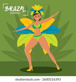 Brazilian samba dancer performing at carnival celebration Vector