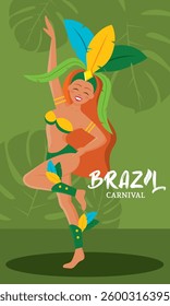 Brazilian samba dancer performing at carnival celebration Vector