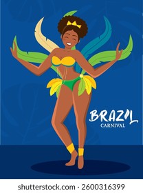 Brazilian samba dancer performing at carnival celebration Vector
