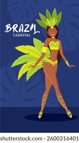 Brazilian samba dancer performing at carnival celebration Vector