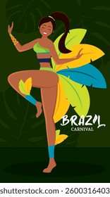Brazilian samba dancer performing at carnival celebration Vector