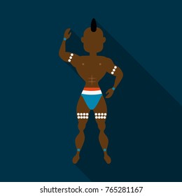 Brazilian samba dancers. Vector carnival mens wearing a festival costume is dancing.