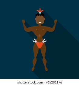 Brazilian samba dancers. Vector carnival mens wearing a festival costume is dancing.