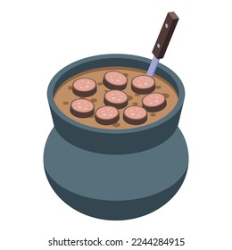 Brazilian sausage soup icon isometric vector. Bahia food. Cuisine dish