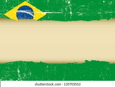 Brazilian scratched flag. A brazilian flag with a large frame for your message