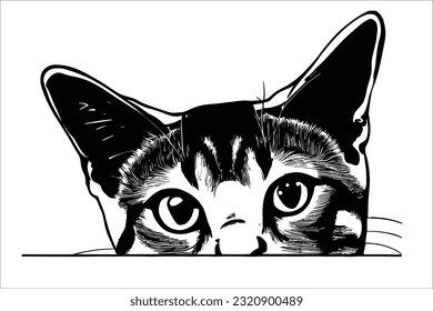 Brazilian Shorthair cat enchants with a playful peek, showcasing its sleek coat and captivating charm