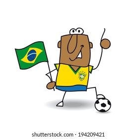 A brazilian soccer with a balloon and a brazilian flag 