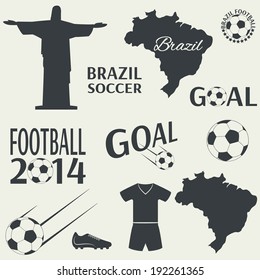 Brazilian soccer icons. Vector set, EPS 8.
