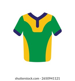 Camisola de futebol brasileira isolada na camisa em verde amarelo-azul