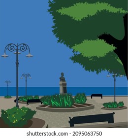 Brazilian square next to the beach 