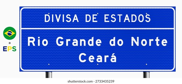 Brasilianisches Staatsgrenzzeichen (RN-CE): Vektorgrafik eines brasilianischen Verkehrszeichens, das die Grenze zwischen den Bundesstaaten Rio Grande do Norte und Ceará anzeigt
