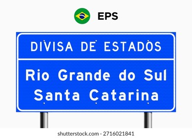 Símbolo da Fronteira do Estado Brasileiro (RS-SC): ilustração vetorial de uma placa de estrada brasileira indicando a fronteira entre os estados do Rio Grande do Sul e Santa Catarina