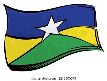 Brazilian state Rondonia national flag created in graffiti paint style