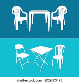 Brazilian style plastic and metal chair and table