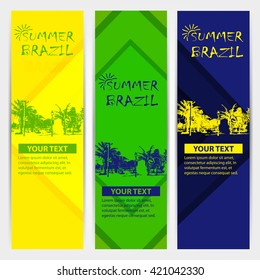 Brazilian summer games posters in colors of the Brazilian flag. Invitation on summer party and olympic games.