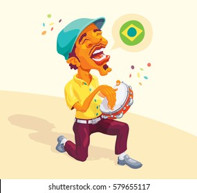 Brazilian Tambourine Player
Smart guy singing and playing samba in the tambourine