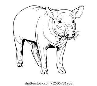 Brazilian tapir coloring pages easy