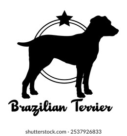 Silueta de perro Terrier brasileño, perro, razas de perro, logotipo, Vector, silueta, diseño de logotipo, animal, ilustración, icono, signo, diseño, negro, símbolo, mascota