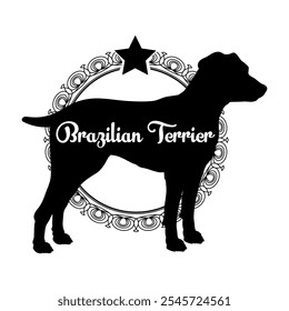 Silueta de perro Terrier brasileño, perro, razas de perro, Vector, silueta, diseño de logotipo, animal, ilustración, icono, signo, negro, mascota