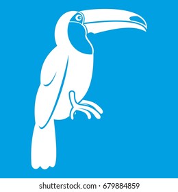 Brazilian toucan icon white isolated on blue background vector illustration