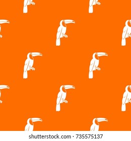 Brazilian toucan pattern repeat seamless in orange color for any design. Vector geometric illustration