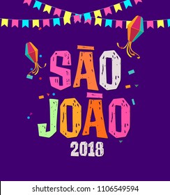 	
Brazilian Traditional Celebration Festa Junina. Portuguese Brazilian Text saying Saint John. Festa de Sao Joao. Festive Typographic Vector Art.