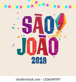 	
Brazilian Traditional Celebration Festa Junina. Portuguese Brazilian Text saying Saint John. Festa de Sao Joao. Festive Typographic Vector Art.