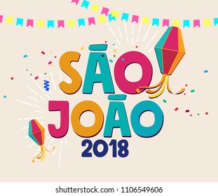 	
Brazilian Traditional Celebration Festa Junina. Portuguese Brazilian Text saying Saint John. Festa de Sao Joao. Festive Typographic Vector Art.