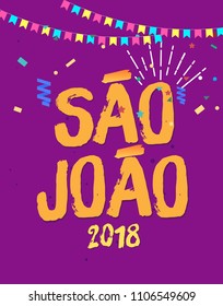 	
Brazilian Traditional Celebration Festa Junina. Portuguese Brazilian Text saying Saint John. Festa de Sao Joao. Festive Typographic Vector Art.