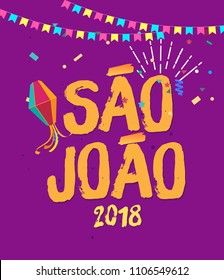 	
Brazilian Traditional Celebration Festa Junina. Portuguese Brazilian Text saying Saint John. Festa de Sao Joao. Festive Typographic Vector Art.