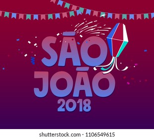 	
Brazilian Traditional Celebration Festa Junina. Portuguese Brazilian Text saying Saint John. Festa de Sao Joao. Festive Typographic Vector Art.