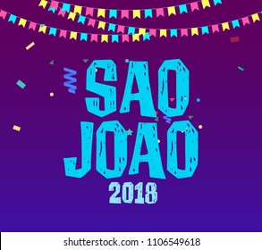 	
Brazilian Traditional Celebration Festa Junina. Portuguese Brazilian Text saying Saint John. Festa de Sao Joao. Festive Typographic Vector Art.