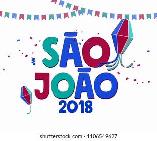 	
Brazilian Traditional Celebration Festa Junina. Portuguese Brazilian Text saying Saint John. Festa de Sao Joao. Festive Typographic Vector Art.