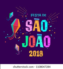 	
Brazilian Traditional Celebration Festa Junina. Portuguese Brazilian Text saying Saint John. Festa de Sao Joao. Festive Typographic Vector Art.