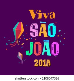 	
Brazilian Traditional Celebration Festa Junina. Portuguese Brazilian Text saying Saint John. Festa de Sao Joao. Festive Typographic Vector Art.