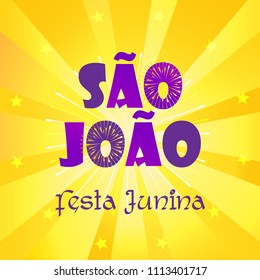 Brazilian Traditional Celebration Festa Junina. "Festa de Sao Joao" Festival of St John of Porto - Portuguese Brazilian text. 2023 Carnival masquerade banner Portugal Traditional music dance firework