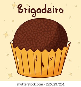 Brazilian traditional food. Brigadeiro. Vector illustration in hand drawn style