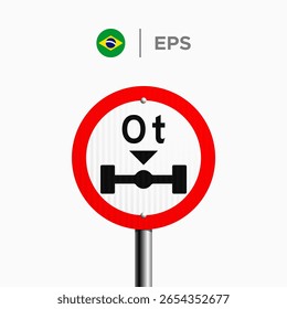 Brazilian Traffic Sign R-17: vector illustration of a Brazilian road sign indicating the maximum permitted weight per axle