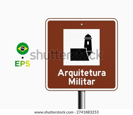 Brazilian Traffic Sign THC-2: vector illustration of a Brazilian traffic sign used to indicate military architecture, such as fortresses, castles, or other locations recognized as historical or cultural landmarks