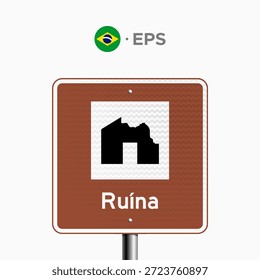 Brazilian Traffic Sign THC-6: vector illustration of a Brazilian traffic sign used to indicate ruins of historical value recognized as being of preservation interest